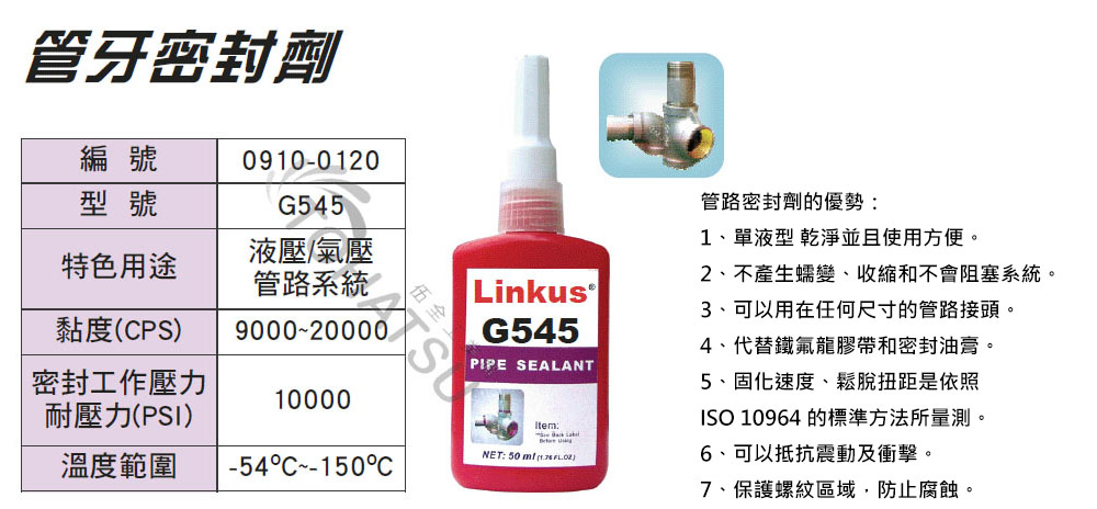 管牙密封劑系列規格 品號 產品說明 伍全企業