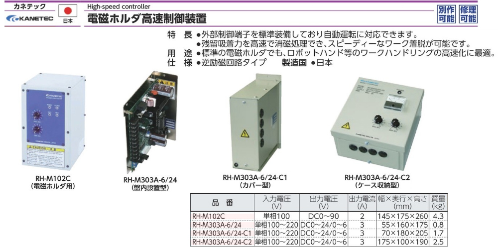 カネテック 電磁ホルダ高速制御装置 RH-M303A-6 24 通販