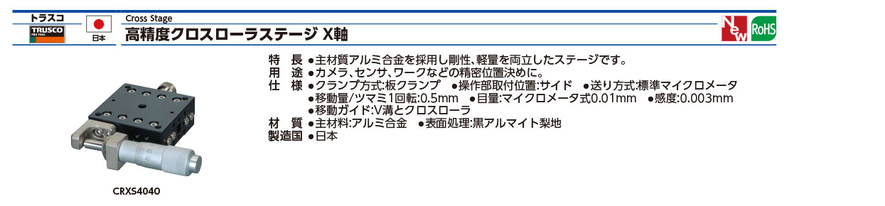 超安い】 TRUSCO トラスコ中山 高精度クロスローラステージ XYステージ 40X40 CRXYS4040